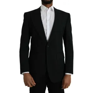 Dolce & Gabbana Black Wool Peak Single Breasted Coat Blazer