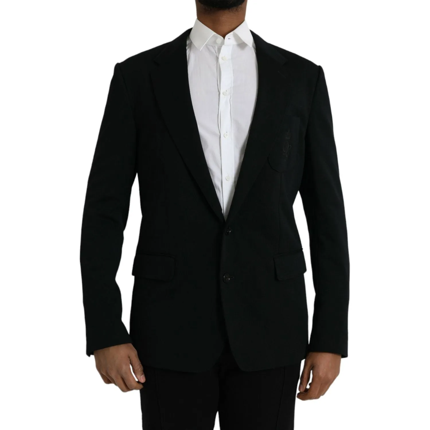 Dolce & Gabbana Black Wool Single Breasted Coat Blazer