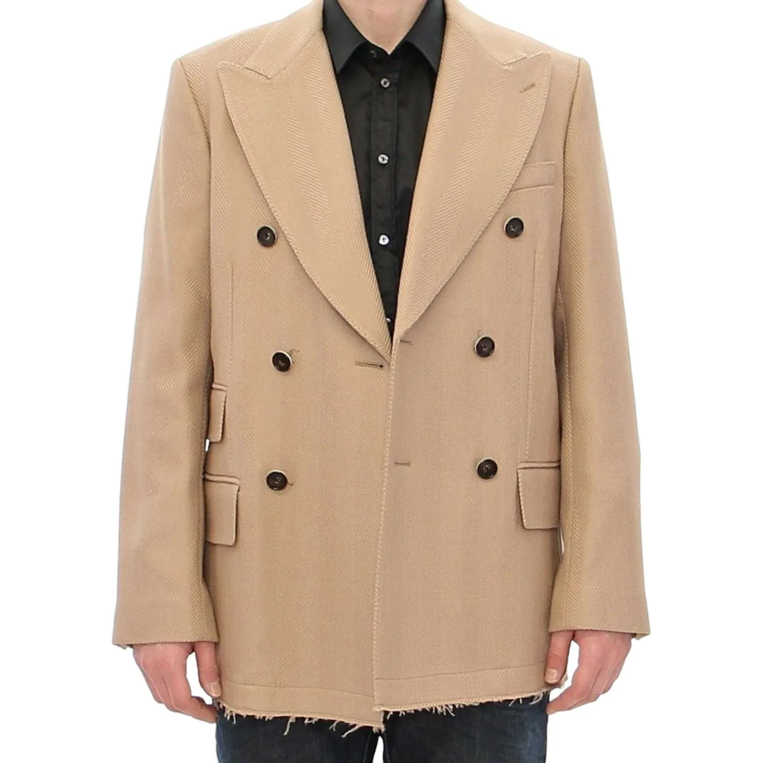 Dolce & Gabbana Elegant Beige Formal Wool Coat