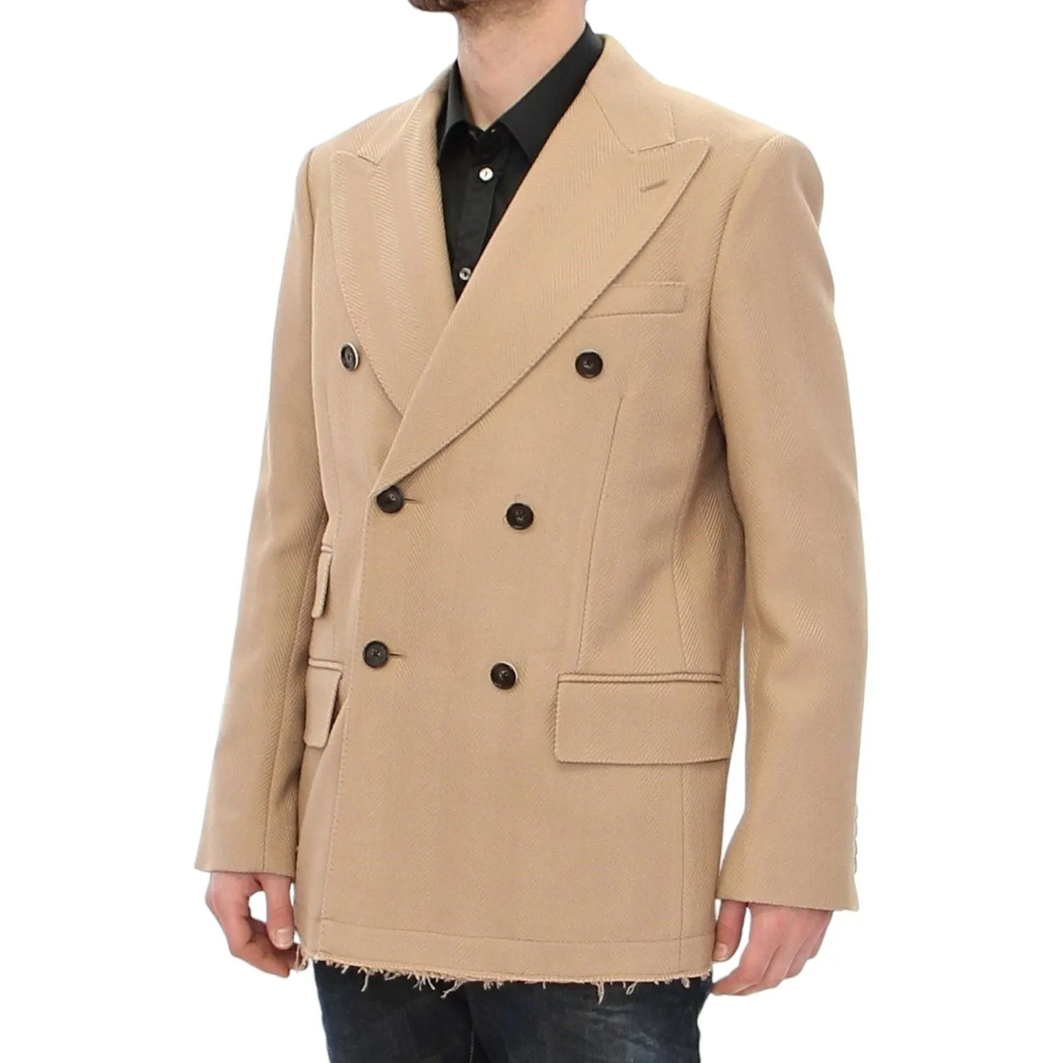 Dolce & Gabbana Elegant Beige Formal Wool Coat