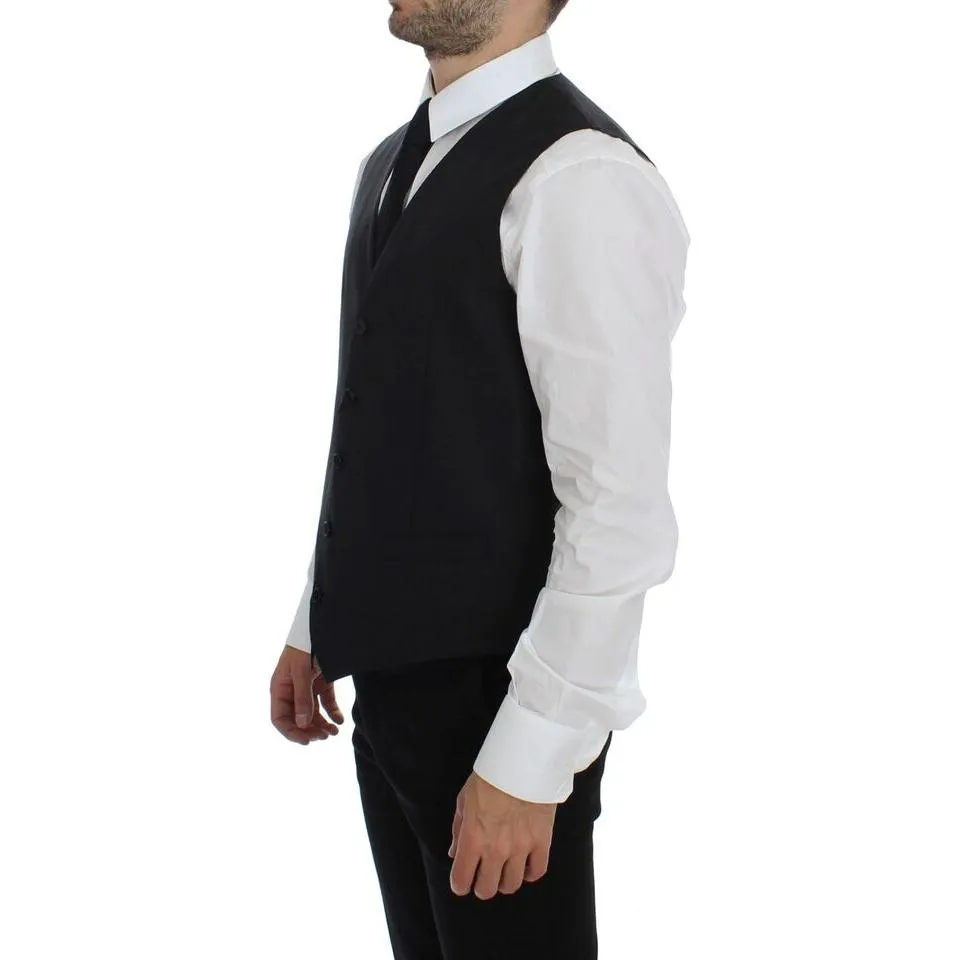 Dolce & Gabbana Elegant Gray Wool Blend Dress Vest