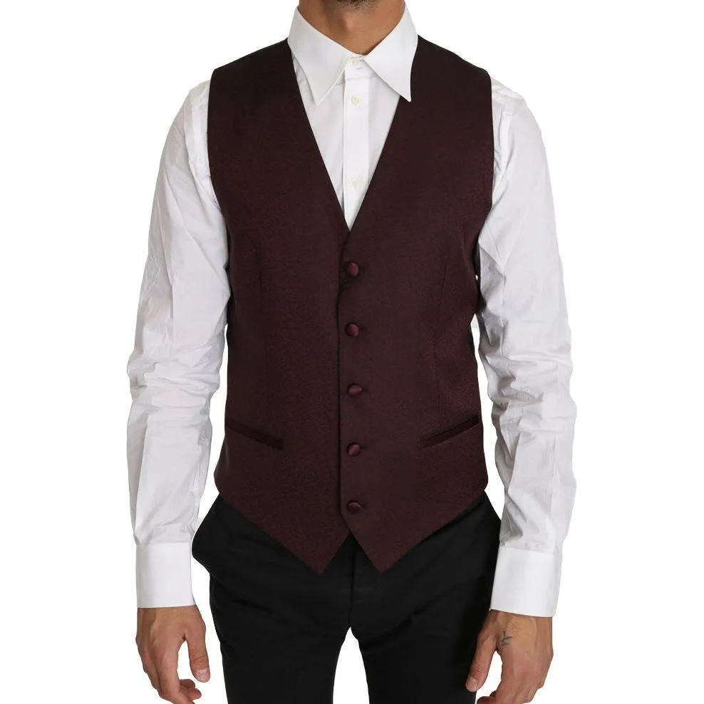 Dolce & Gabbana Elegant Purple Patterned Men's Formal Vest