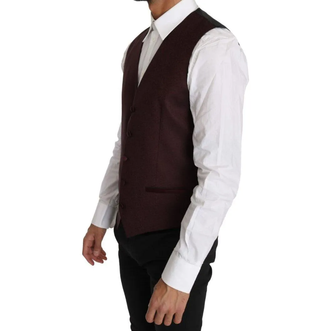 Dolce & Gabbana Elegant Purple Patterned Men's Formal Vest