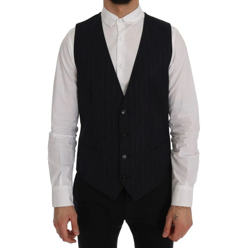 Dolce & Gabbana Elegant Striped Wool Blend Vest Waistcoat