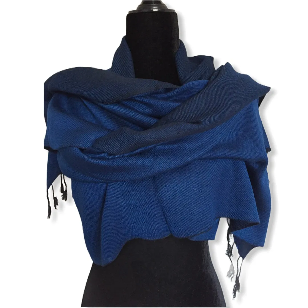 Double-faced Diagonal Shawl - Navy Blue & Black