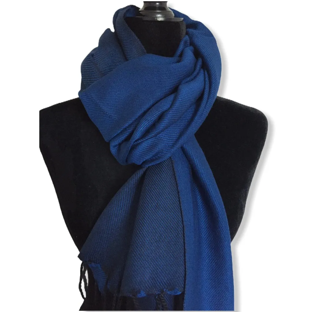 Double-faced Diagonal Shawl - Navy Blue & Black