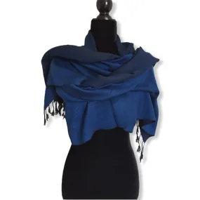 Double-faced Diagonal Shawl - Navy Blue & Black