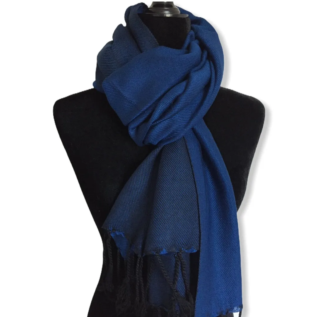 Double-faced Diagonal Shawl - Navy Blue & Black