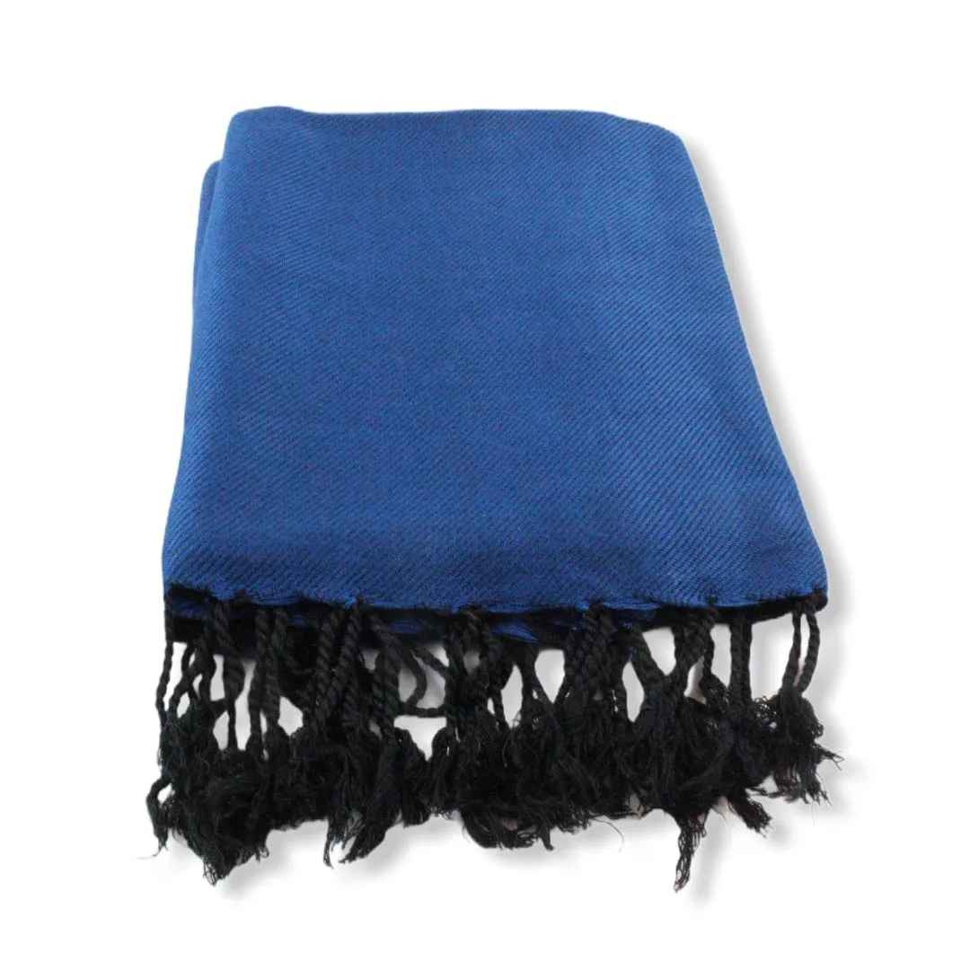 Double-faced Diagonal Shawl - Navy Blue & Black