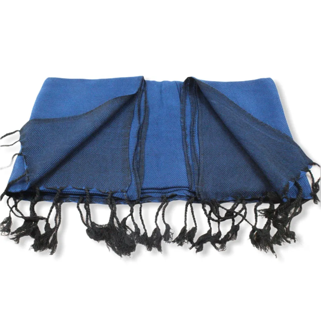 Double-faced Diagonal Shawl - Navy Blue & Black