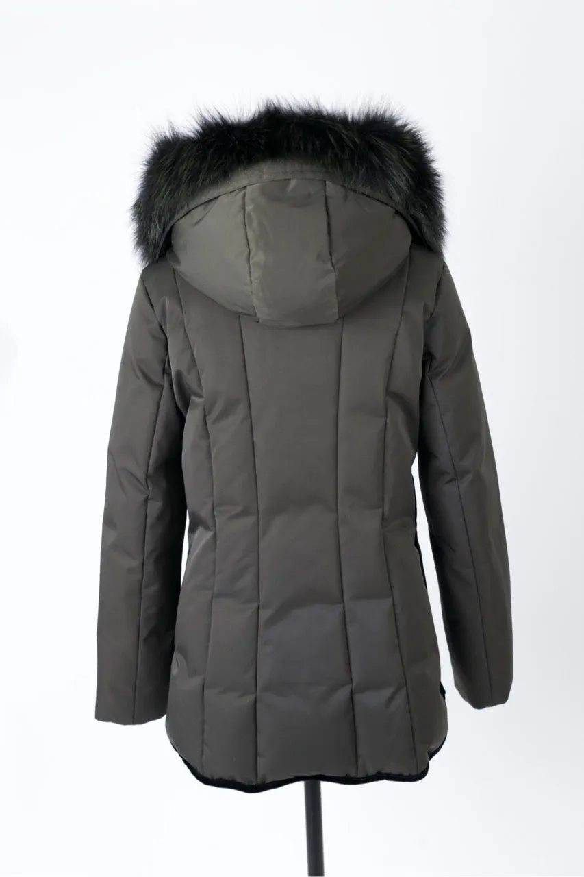 Down Parka Jacket W/ Fur Trim & Hood