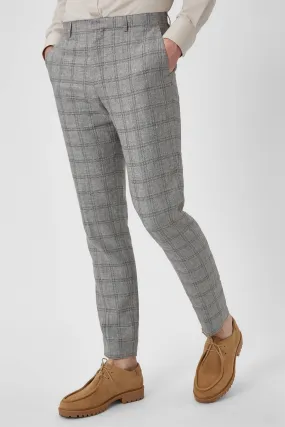 Downs Slim Fit Grey Check Trousers - ARCHIVE