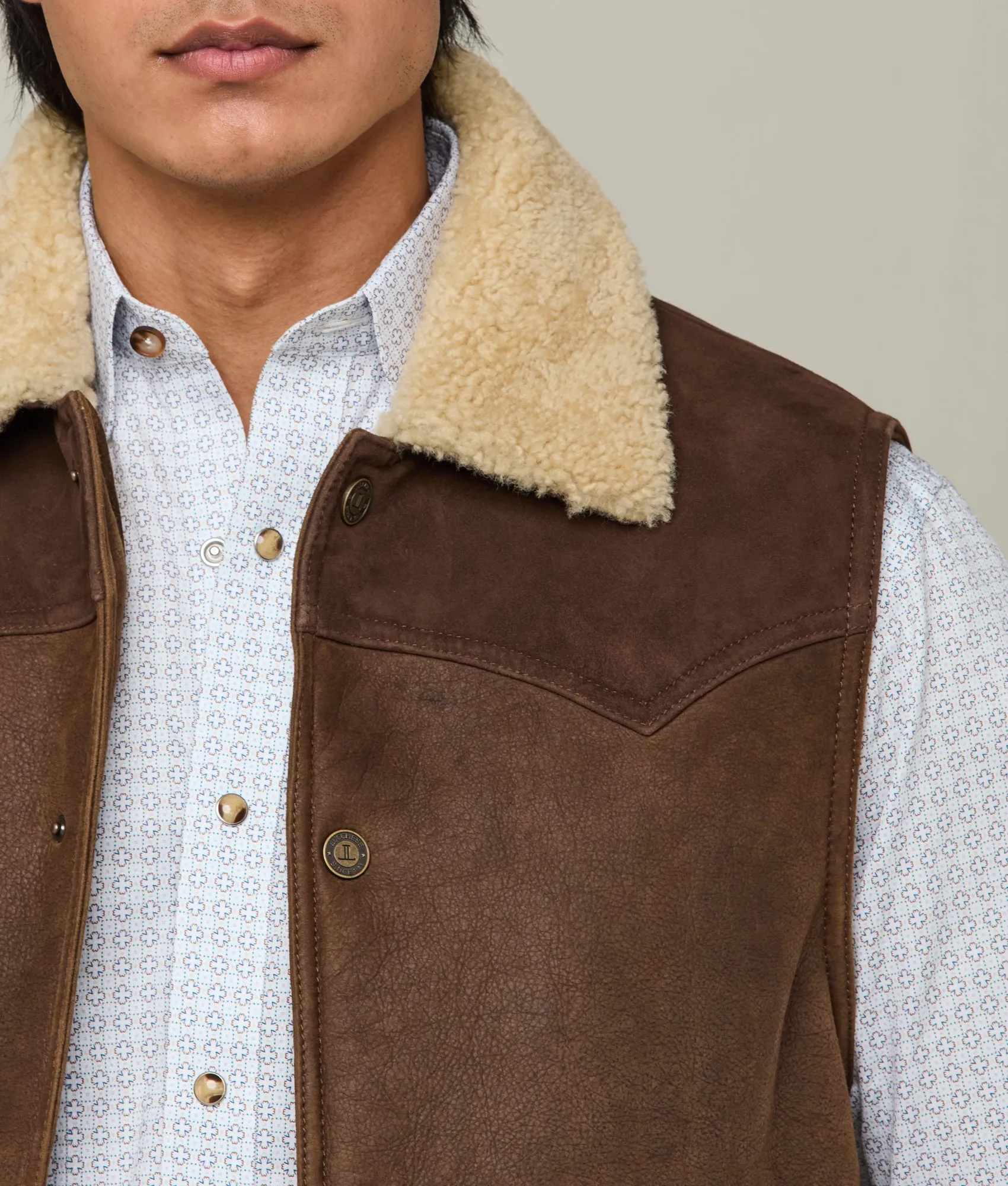 Dustin Yoked Shearling Vest :: Brown