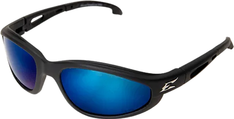 Edge Eyewear Dakura TSMAP218 Black Frame, Polarized Aqua Precision Blue Mirror Lens Glasses