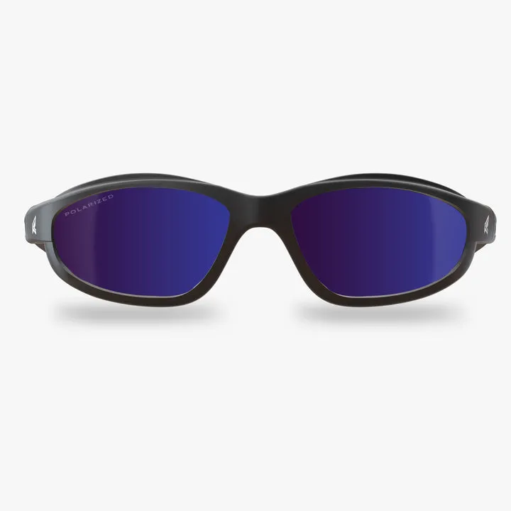 Edge Eyewear Dakura TSMAP218 Black Frame, Polarized Aqua Precision Blue Mirror Lens Glasses