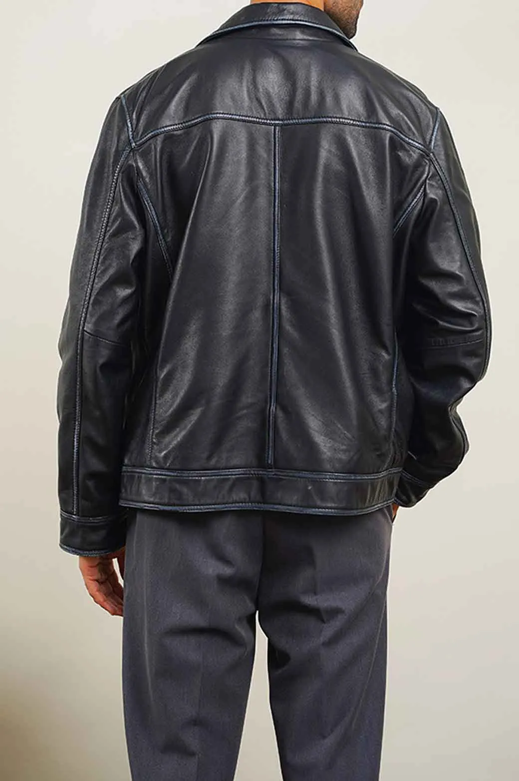 FADDED EFFECT LEATHER JACKET