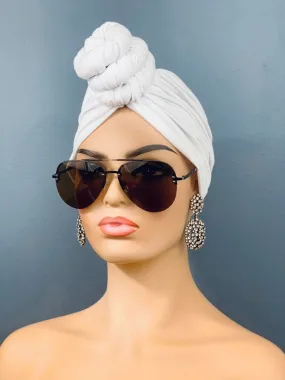 Fifen White Pre-tied Turban