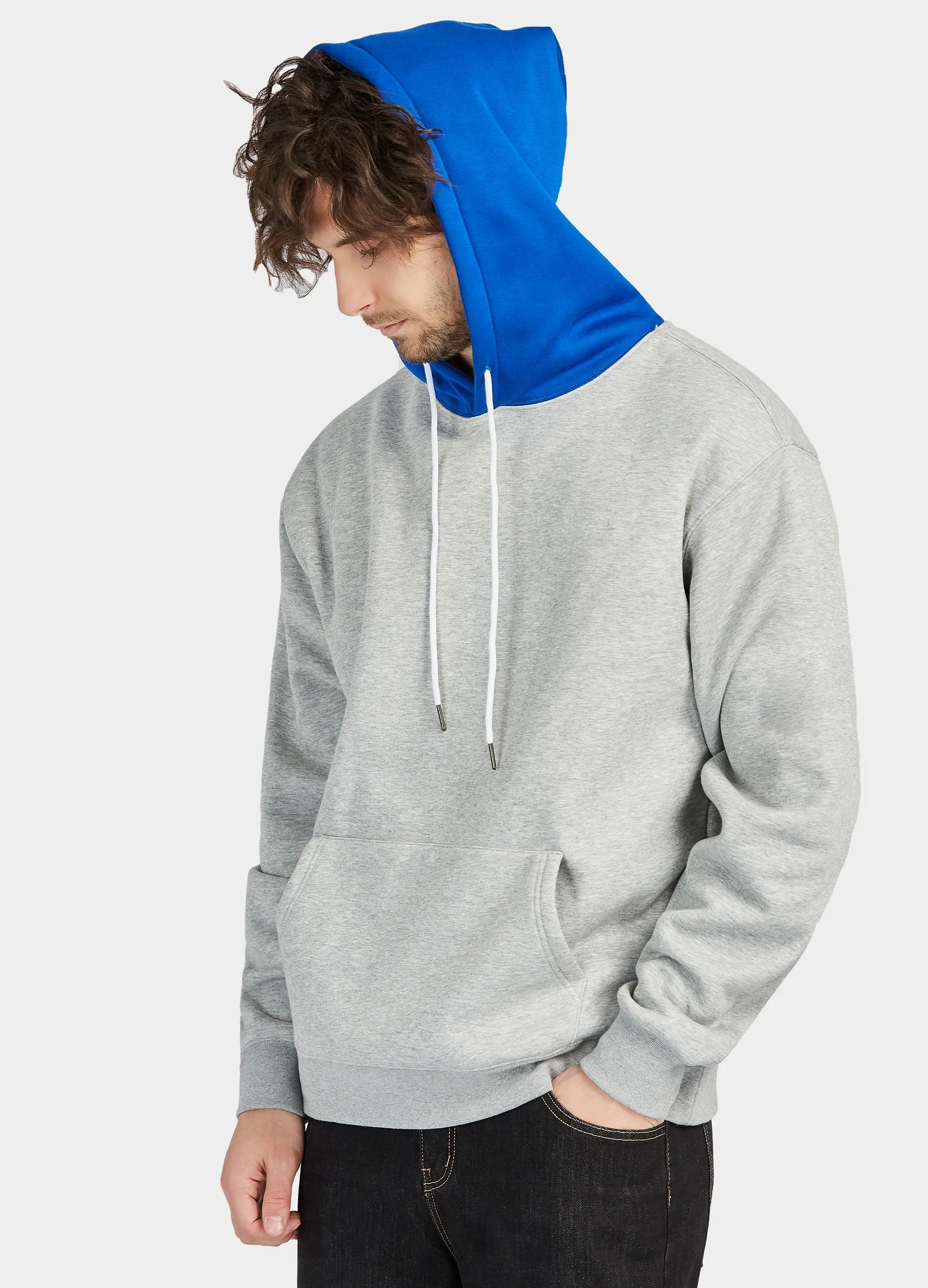 Finepeek Men's Color Block Fleece Hoodie Sweatshirt