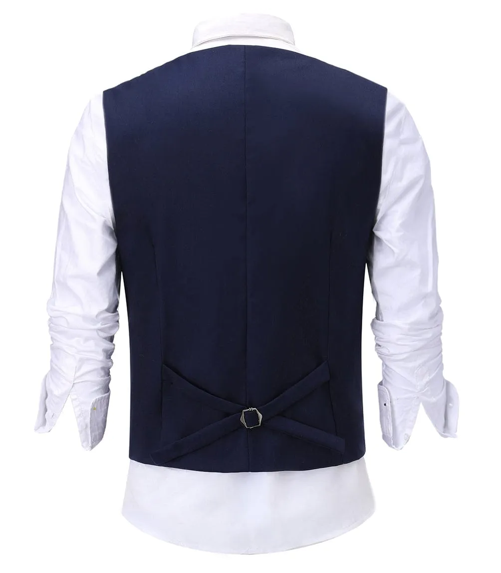 Flat Shawl Lapel Navy Waistcoat