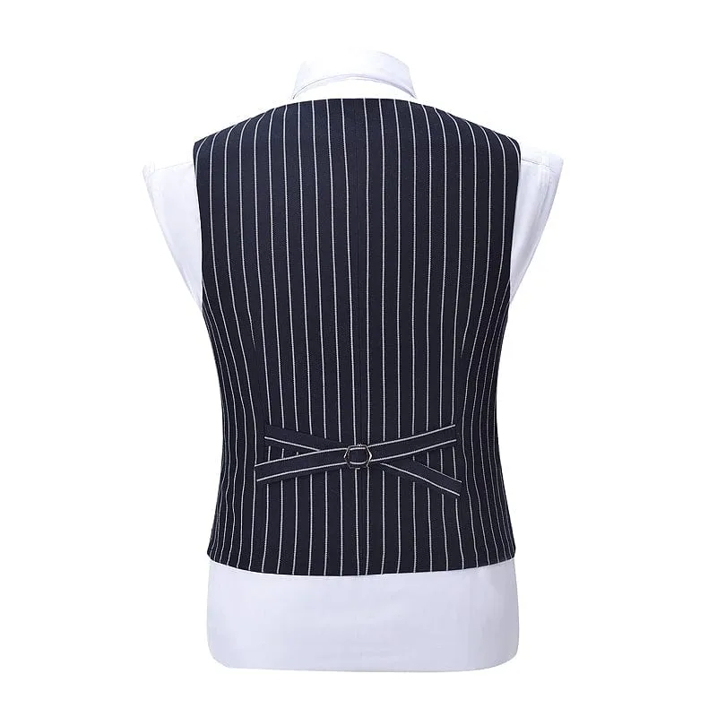 Formal Men's Suit Vest Striped V Neck Waistcoat