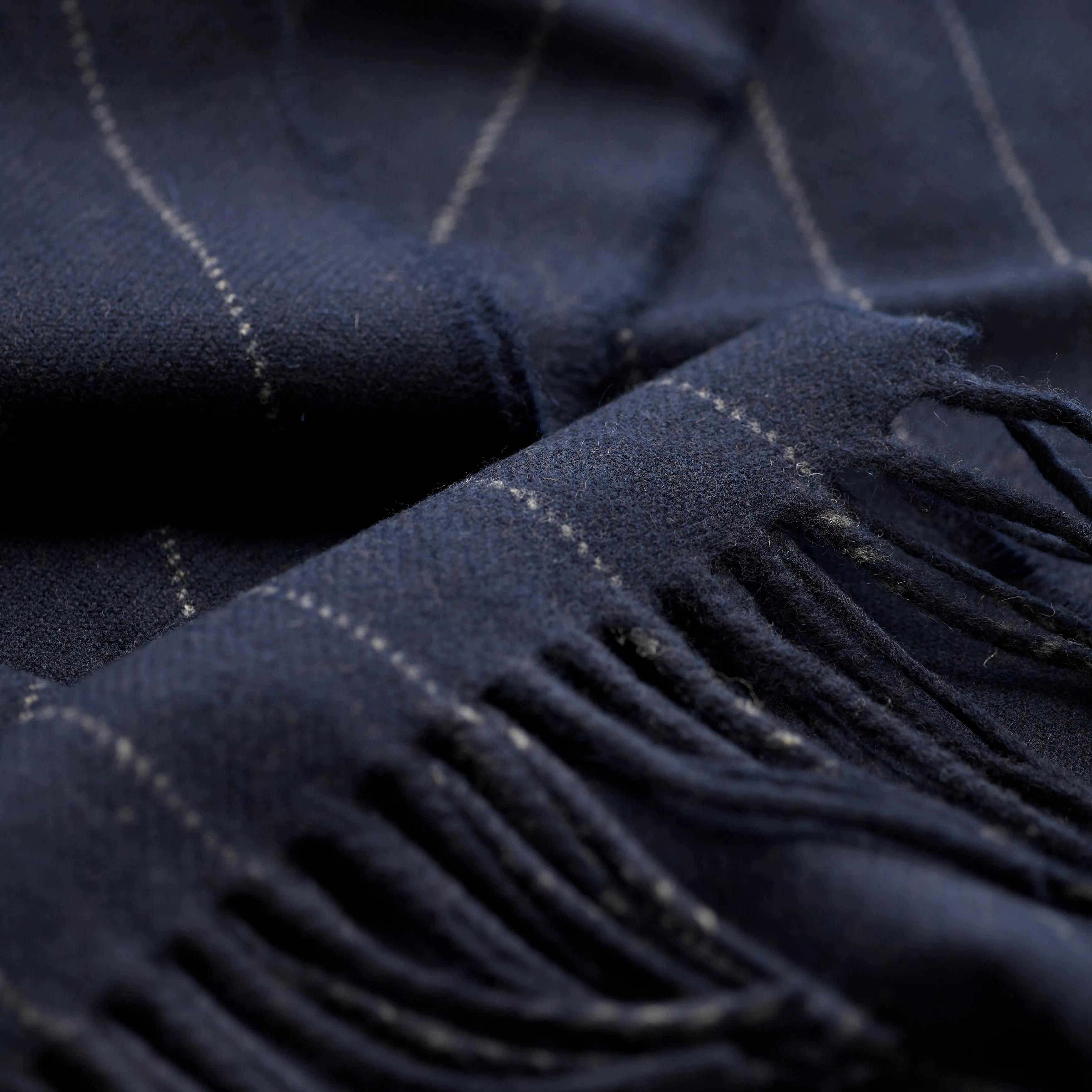 Fox Navy Pinstripe Cashmere & Merino Wool Scarf.