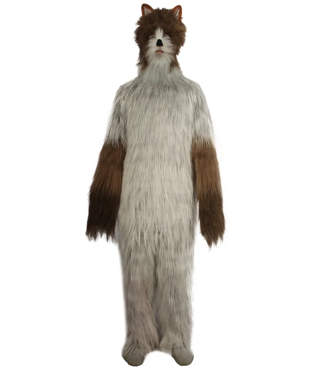 Furry Fox Collection | Men's White and Brown Spiked Furry Cat Cosplay Costume with Tail