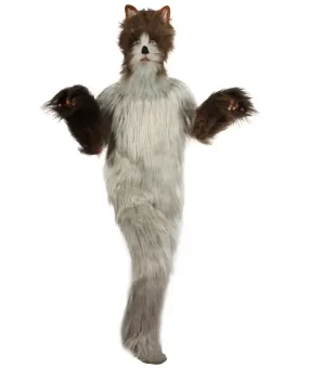 Furry Fox Collection | Men's White and Brown Spiked Furry Cat Cosplay Costume with Tail