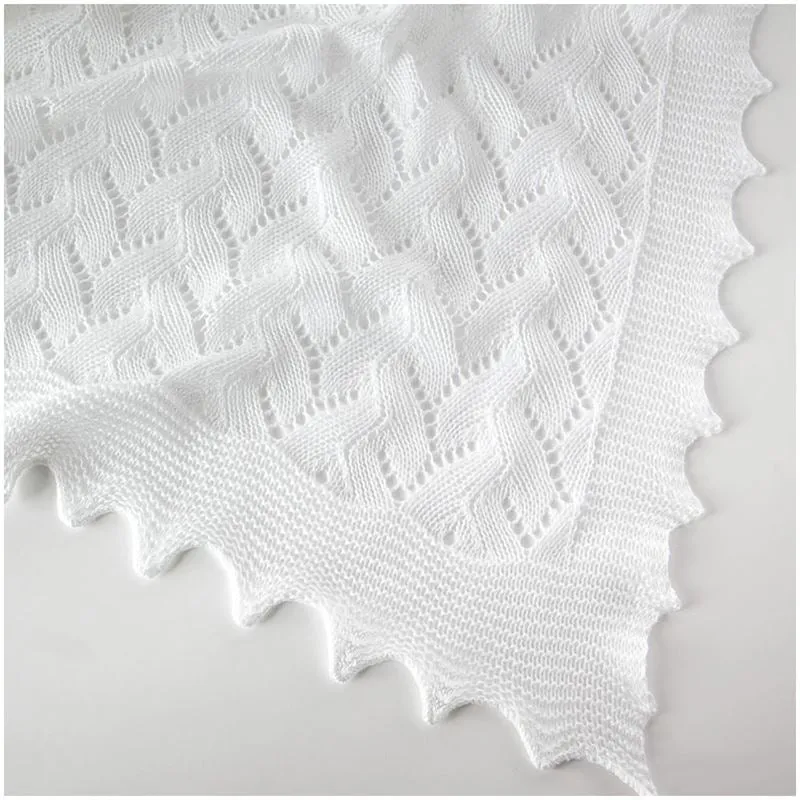 G.H.Hurt & Son Lacy Cotton Baby Shawl - White