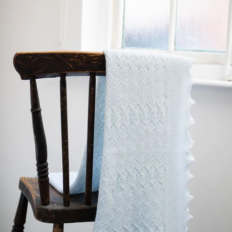 G.H.Hurt & Son Soft Lacy Baby Shawl - Blue