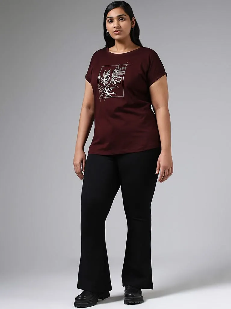 Gia Wine Leaf Printed T-Shirt