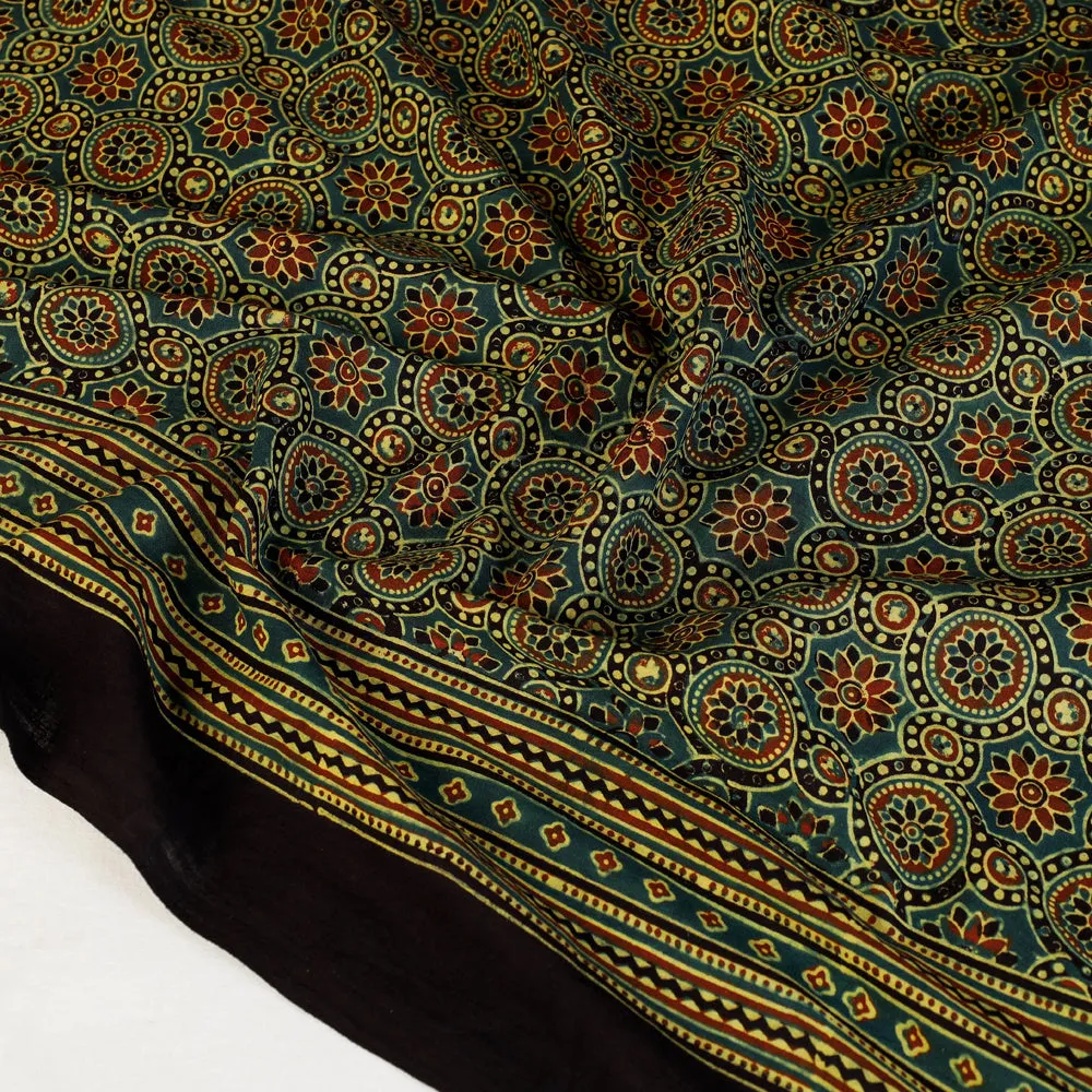 Green - Ajrakh Hand Block Print Cotton Scarf from Kutch