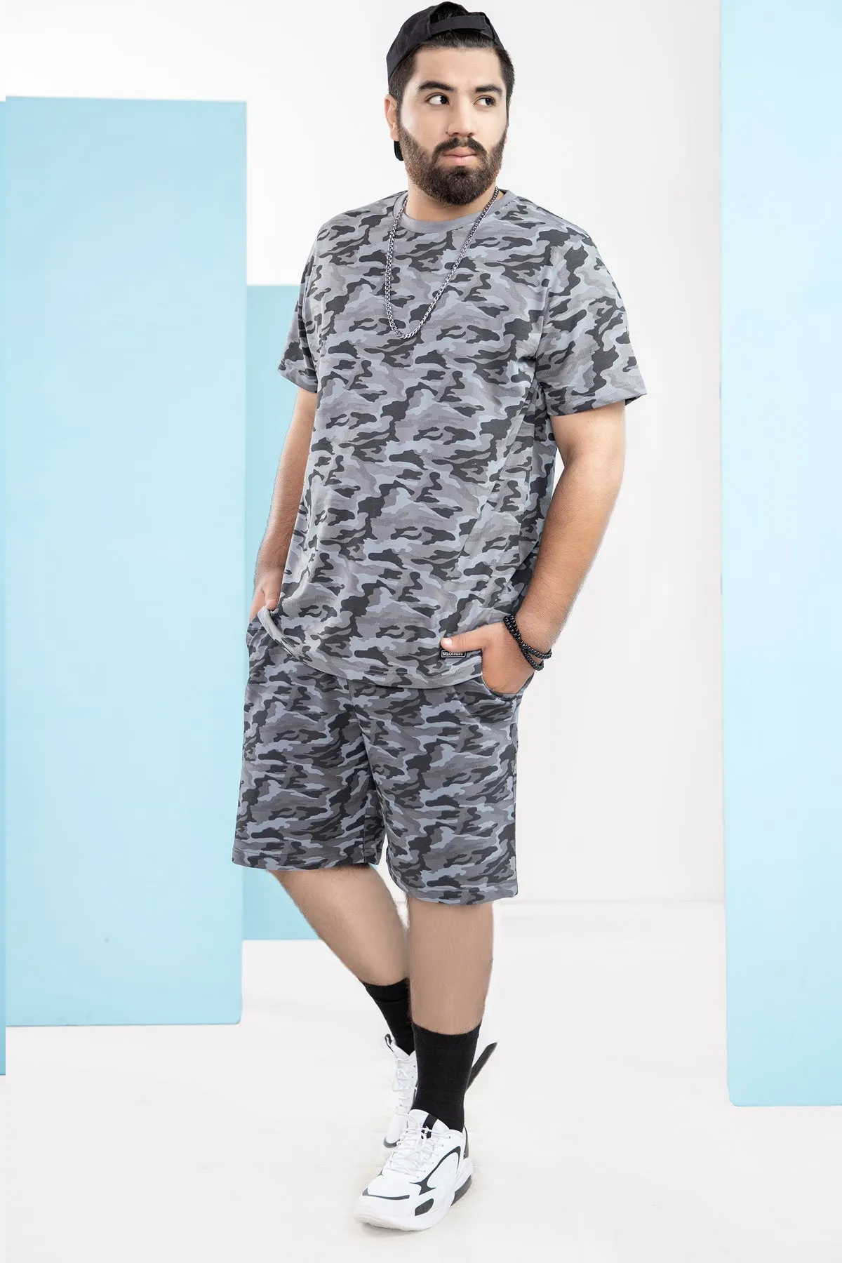 Grey Camo Shorts (Plus Size) - S21 - MSH004P