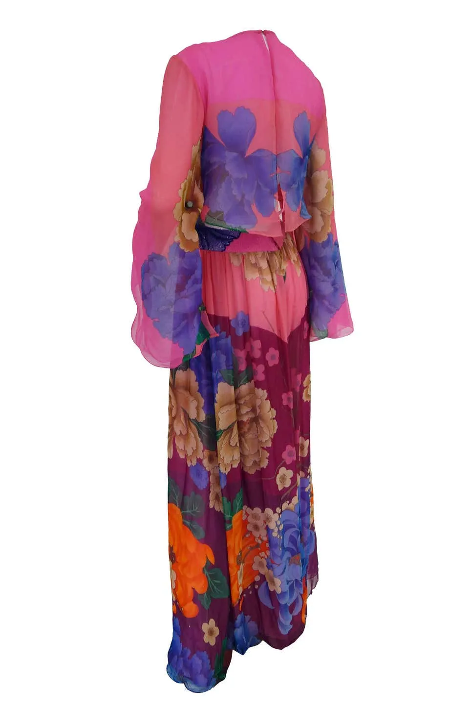 Hanae Mori Silk Floral Jumpsuit, 1970s