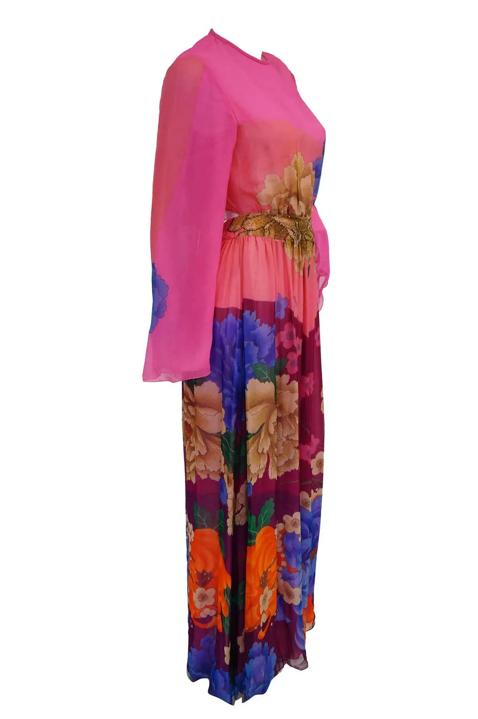 Hanae Mori Silk Floral Jumpsuit, 1970s