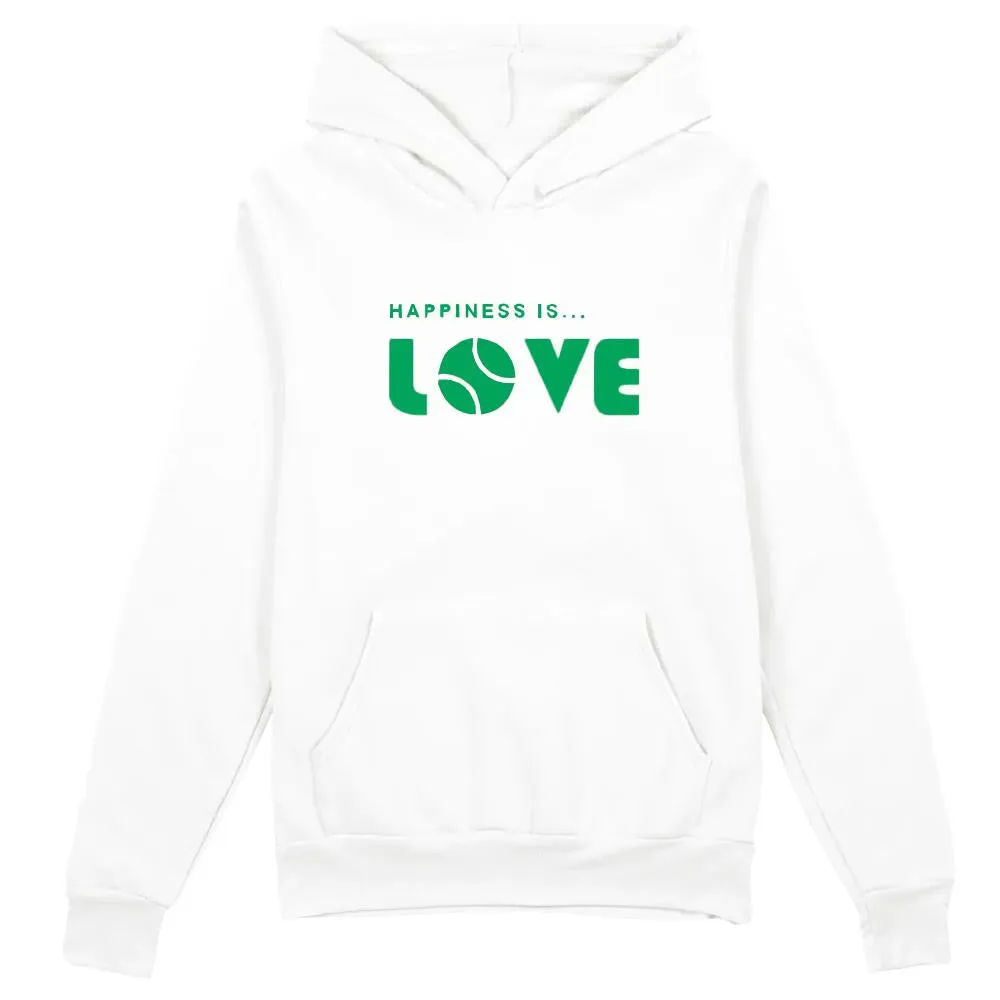 Happines Is...Women's Tennis Love Hoodie - White/Green