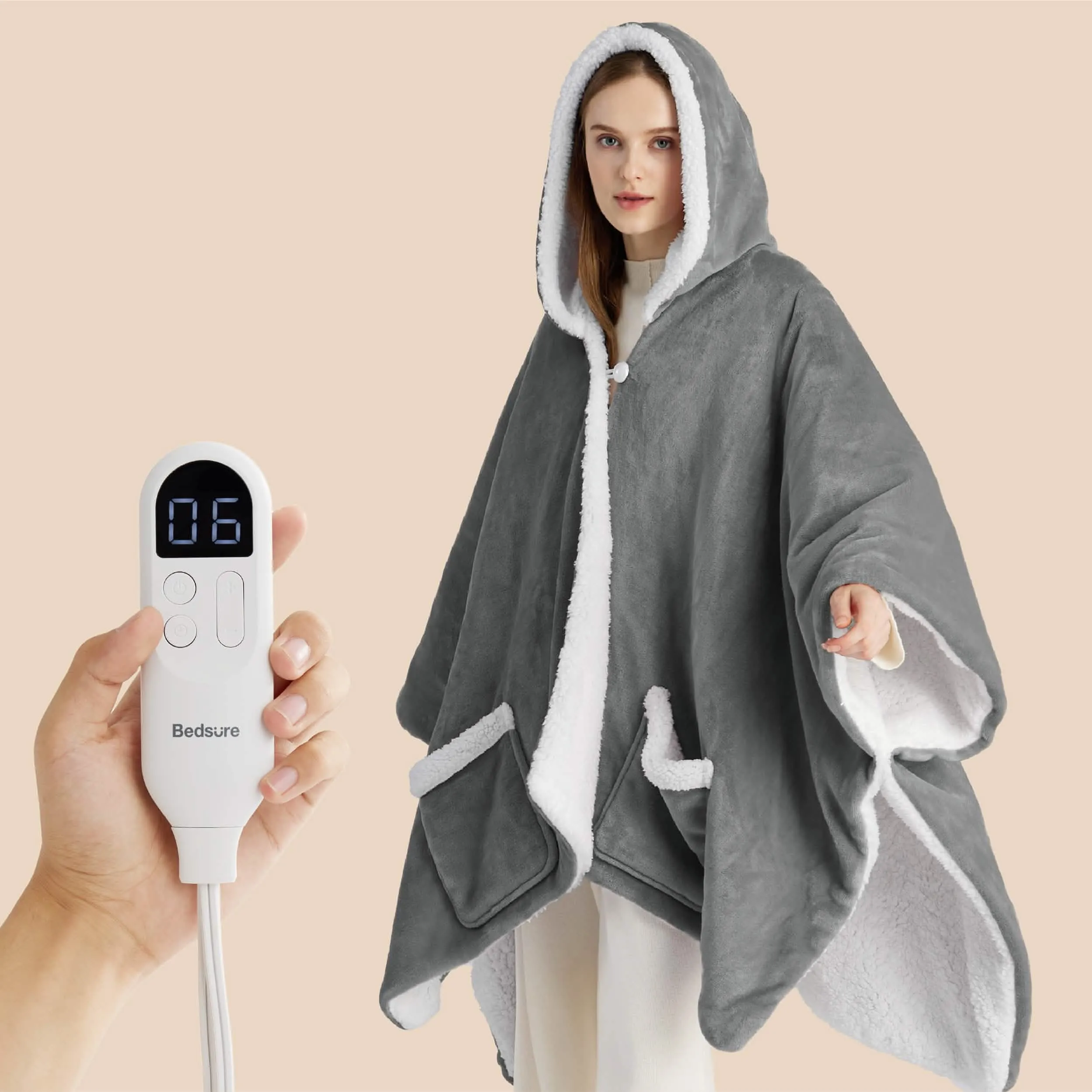 Heated Sherpa Fleece Blanket Hoddie