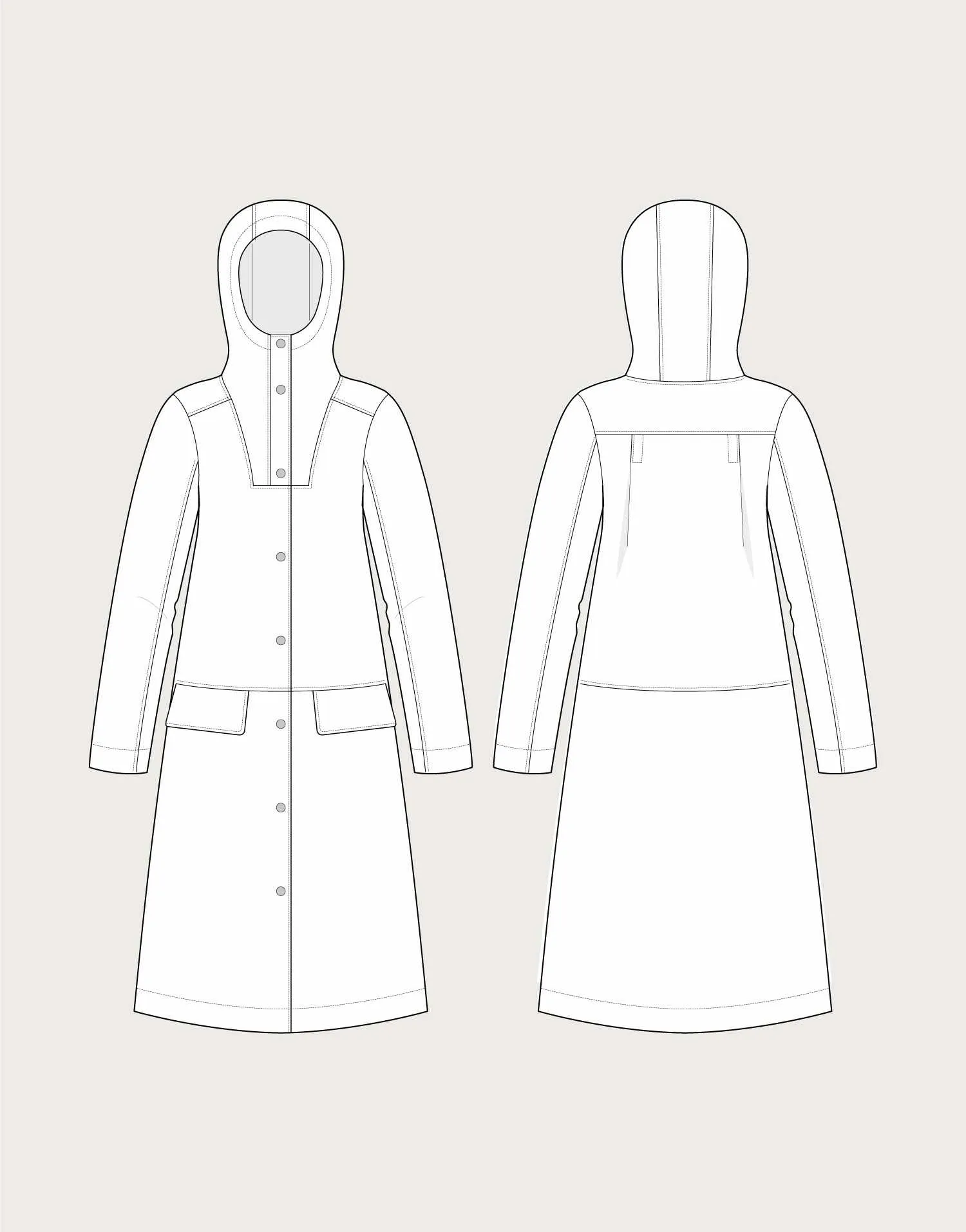 Hoodie Parka Coat Sewing Pattern, The Assembly Line