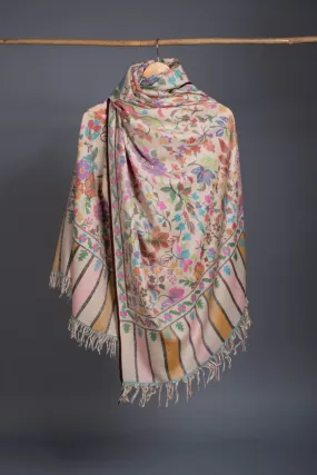 Ivory Floral Kani Wedding Pashmina Shawl - ZALIPIE