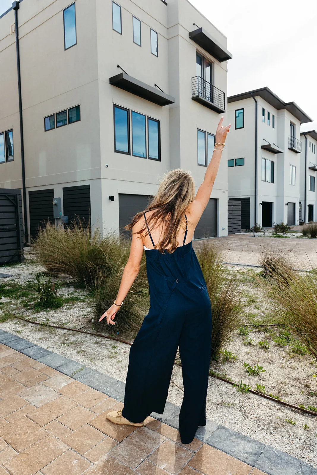 Jaclyn Fold Over Jumpsuit - Navy