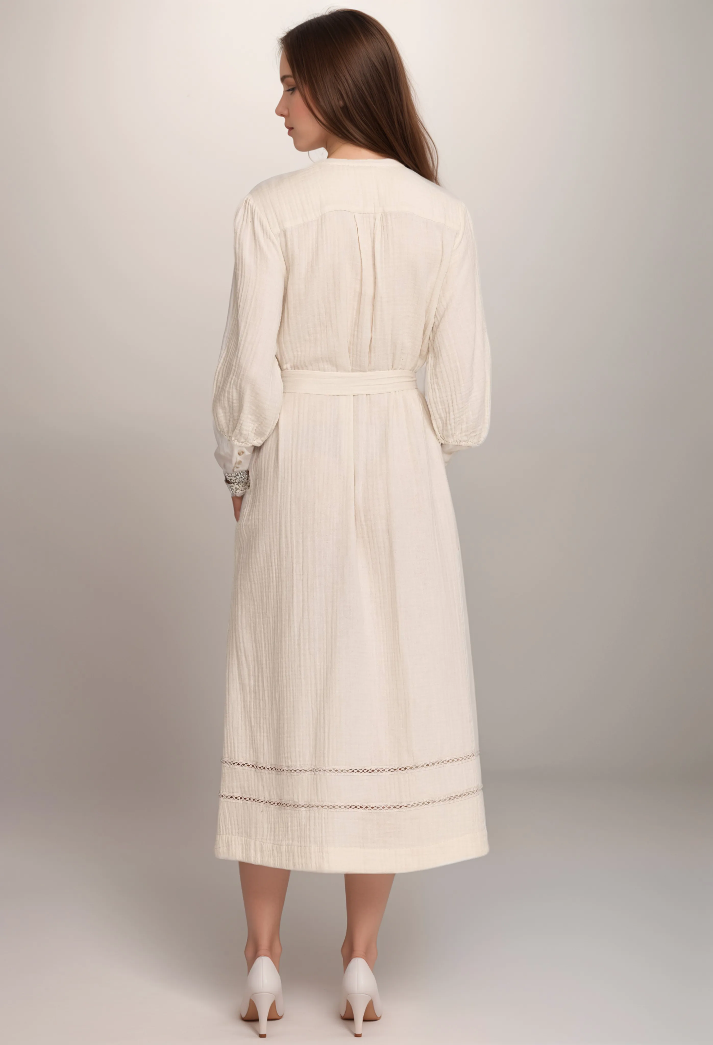 Johnny Was Gauze Bishop Sleeve Dress O31104