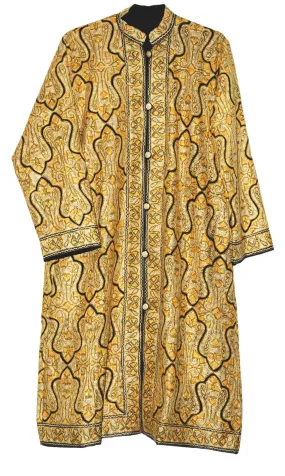 Kashmiri "Jamawar" Coat Woolen Long Jacket Black, Yellow and Olive Embroidery #JM-122