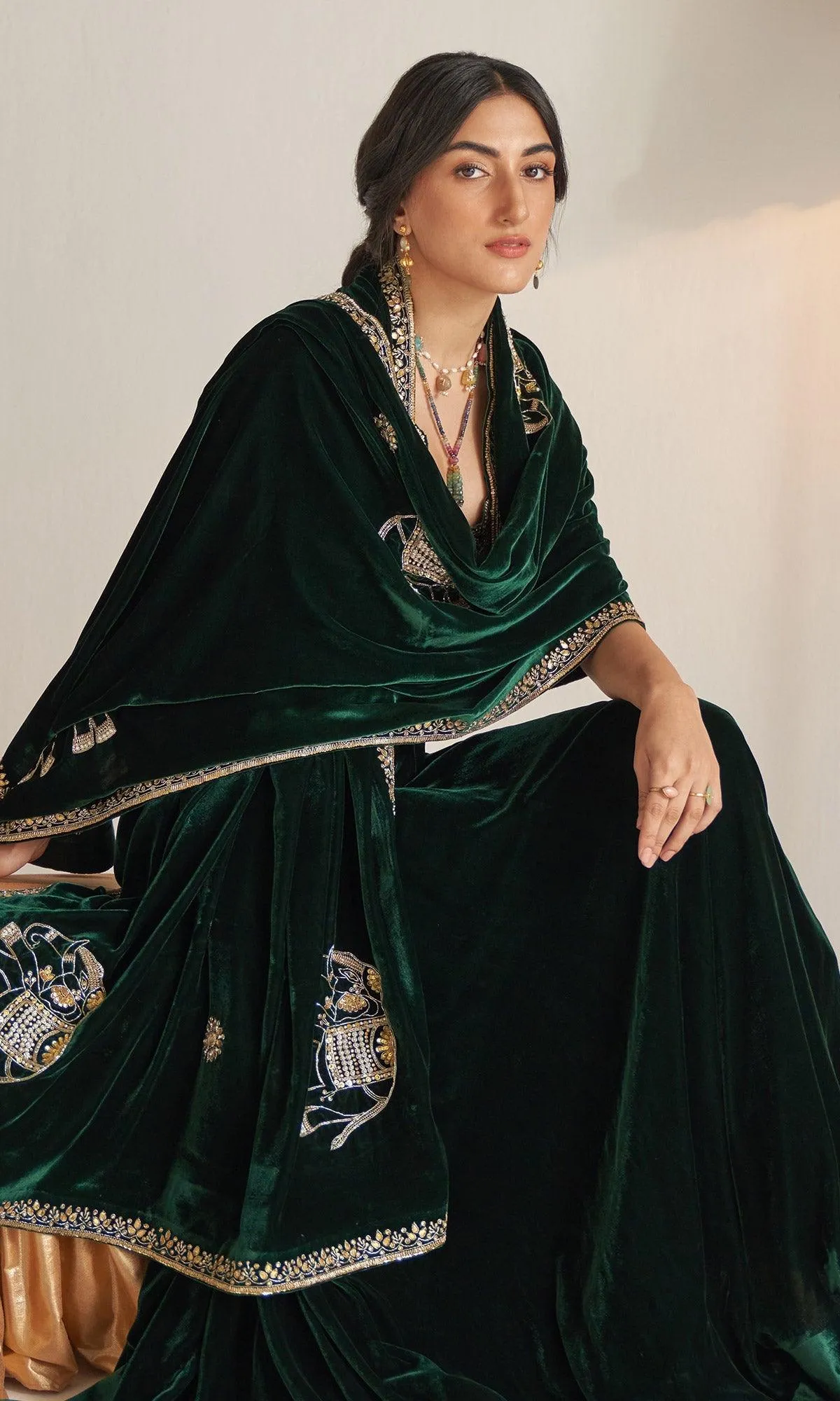 Khizaan Embroidered Emerald Green Only Shawl