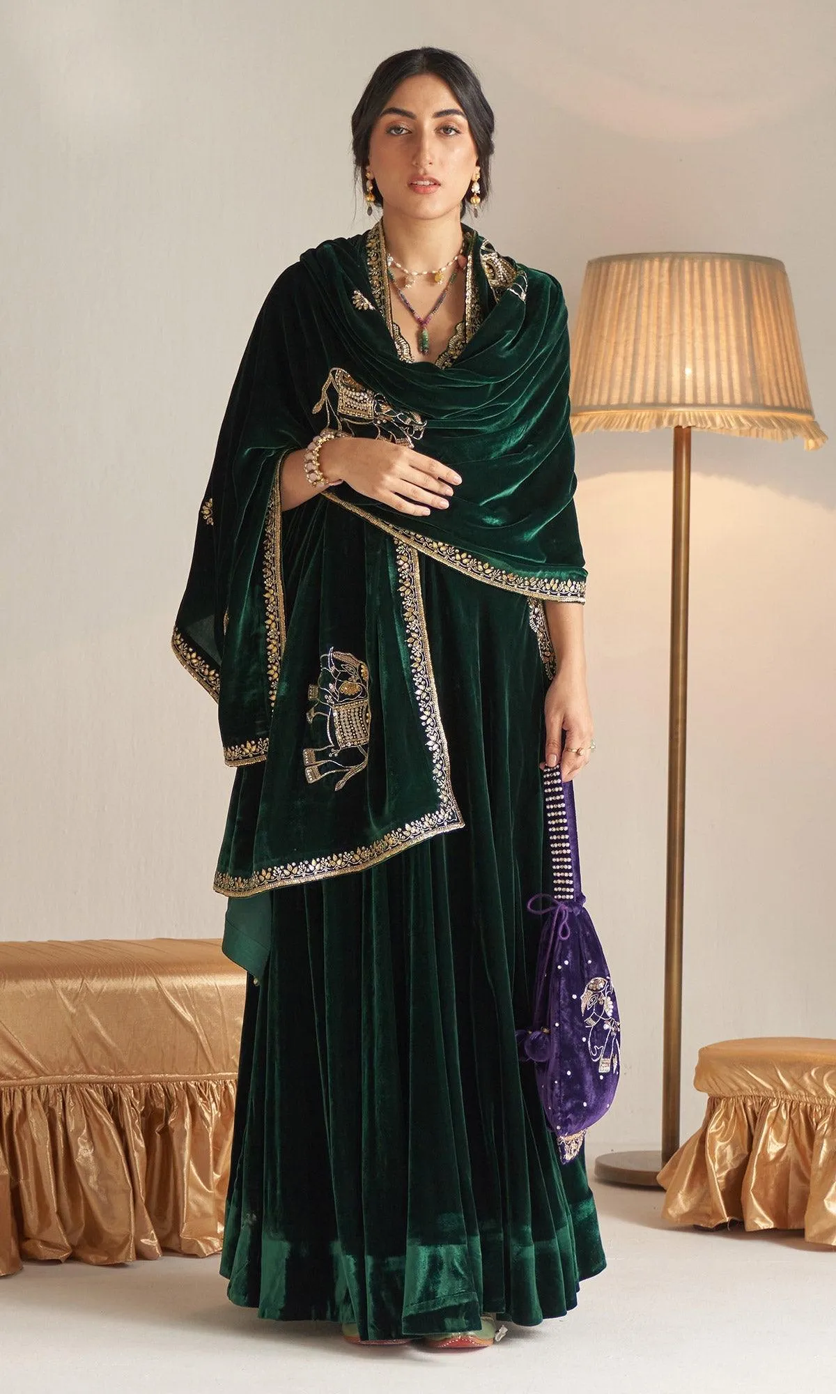 Khizaan Embroidered Emerald Green Only Shawl