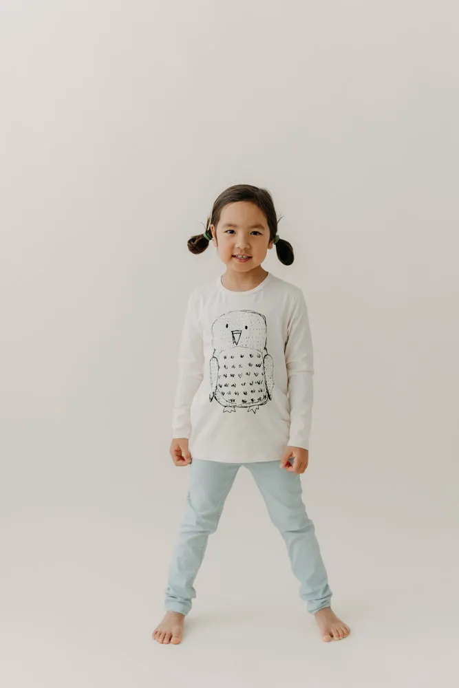 Kids' Long Sleeve Owl Shirt Natural White