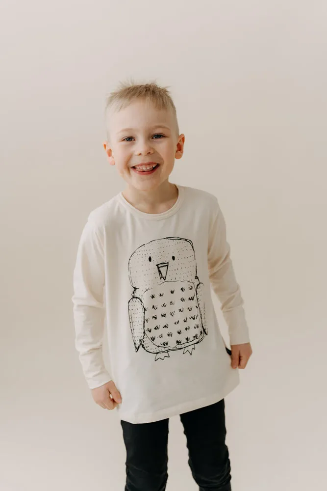 Kids' Long Sleeve Owl Shirt Natural White