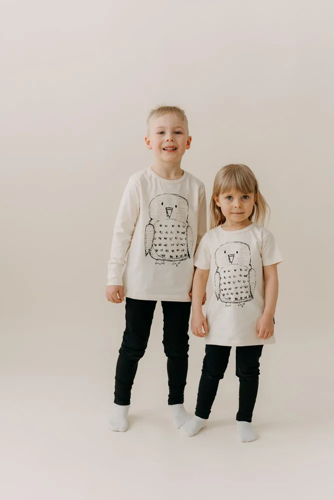 Kids' Long Sleeve Owl Shirt Natural White