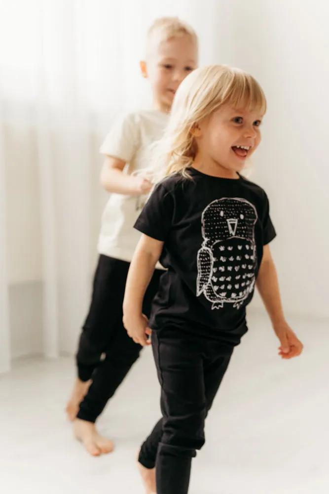 Kids' Owl T-Shirt Black