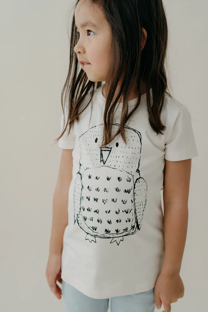 Kids' Owl T-Shirt Natural White