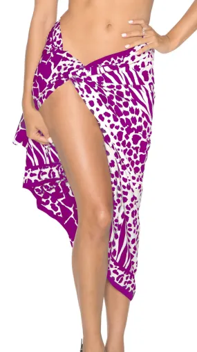 LA LEELA Women Beach Wrap Sarong Coverup Swimsuit Tie Skirt One Size Purple_K430