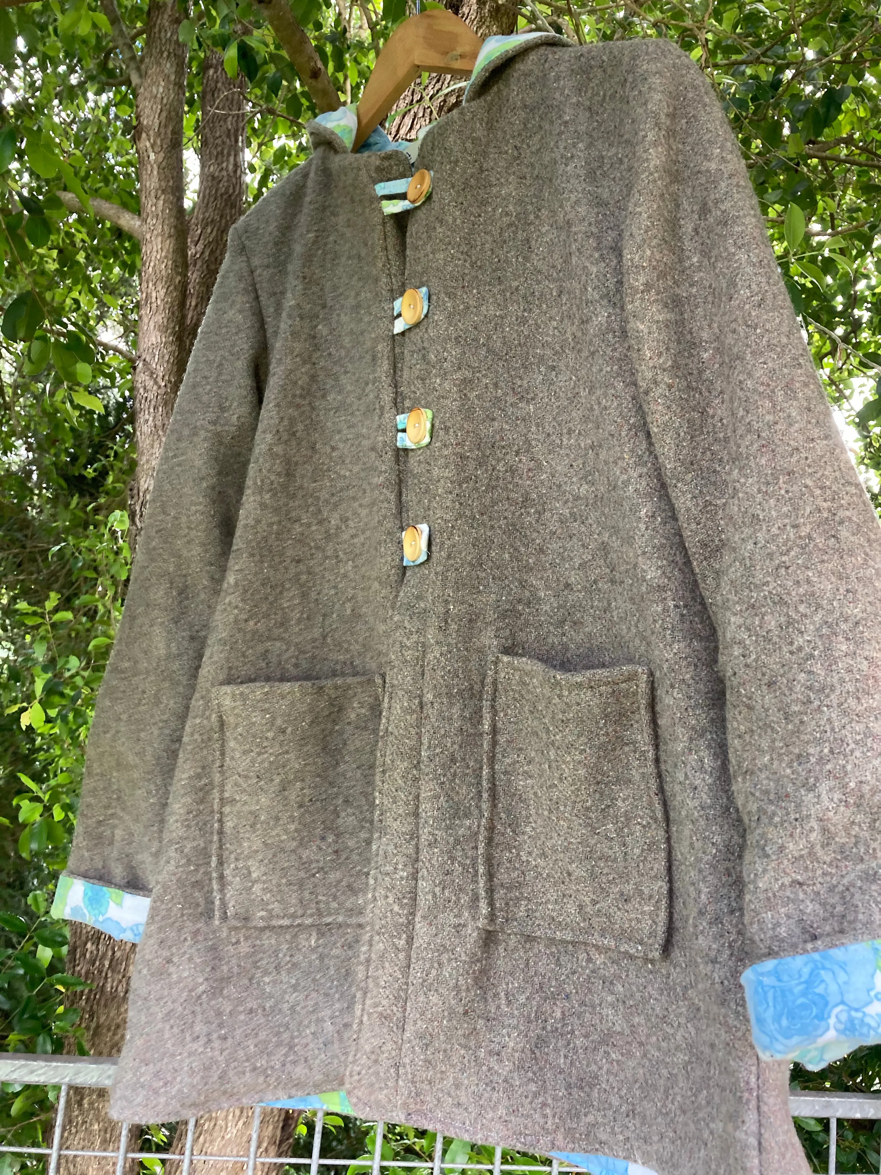 Ladies Upcycled Wool Pixie Pea Coat size 8